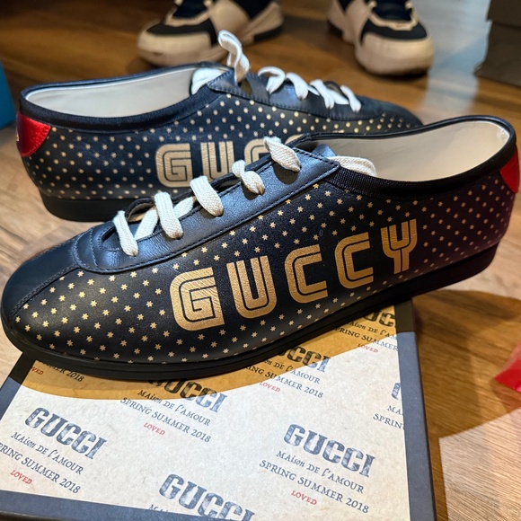 Men’s Gucci Falacer Low 'Guccy Print - Black' Size 10.5 - Picture 1 of 8